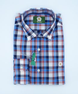  Camisa de Caza para Hombre - Cuadros Azules, Blancos y Granate