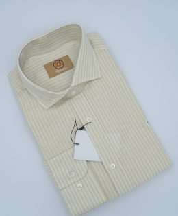 Camisa de algodón a rayas amarillas y blancas
