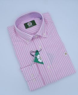 Camisa de Algodón Rayas Rosa Suave