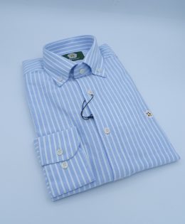Camisa de algodón con Rayas Azul Cielo